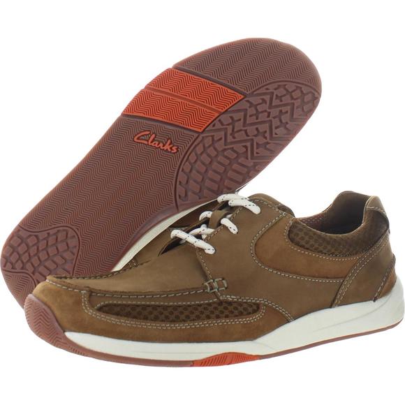 Clarks Mens Langton Lane Tan Leather Fitness Trainers Sneakers Athletic NWT - Picture 2 of 3